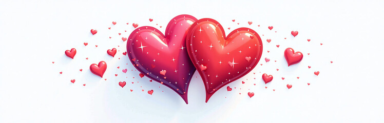 Aufkleber - A Generative Ai Creates A Colorful Valentine Illustration With Two Hearts On A White Background, Symbolizing Love And Affection. 00003