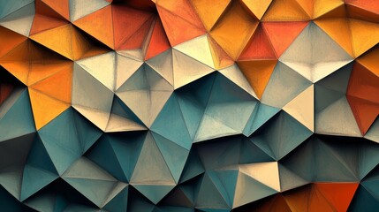 Poster - Abstract geometric background with colorful low poly triangles.