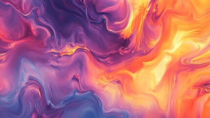Aufkleber - Vibrant swirls of purple, orange, and blue create a dynamic abstract background.