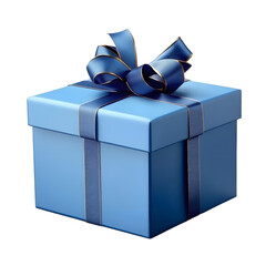 Wall Mural - blue gift box isolated on transparent background cutout