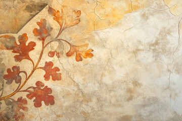 Poster - Ancient wall fresco. Vintage Ornament. Slide Background with space for text. Background image. Created with Generative AI technology.