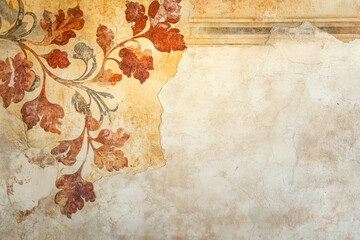 Poster - Ancient wall fresco. Vintage Ornament. Slide Background with space for text. Background image. Created with Generative AI technology.