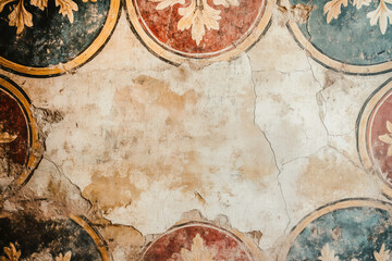 Poster - Ancient wall fresco. Vintage Ornament. Slide Background with space for text. Background image. Created with Generative AI technology.