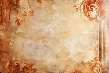 Poster - Ancient wall fresco. Vintage Ornament. Slide Background with space for text. Background image. Created with Generative AI technology.