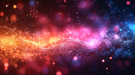 Poster - Dynamic colorful lightwaves abstract digital art vibrant backgrounds artistic environment wide-angle view visual concepts for digital creatives