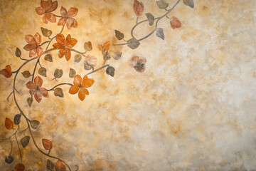 Poster - Ancient wall fresco. Vintage Ornament. Slide Background with space for text. Background image. Created with Generative AI technology.