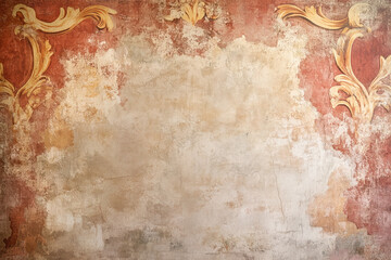 Poster - Ancient wall fresco. Vintage Ornament. Slide Background with space for text. Background image. Created with Generative AI technology.