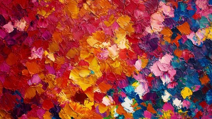 Aufkleber - Vibrant impasto painting, colorful abstract art texture.