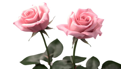 Wall Mural - pink roses stalk isolated on transparent background cutout