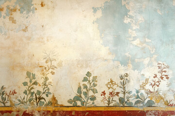 Poster - Ancient wall fresco. Vintage Ornament. Slide Background with space for text. Background image. Created with Generative AI technology.