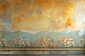 Poster - Ancient wall fresco. Vintage Ornament. Slide Background with space for text. Background image. Created with Generative AI technology.