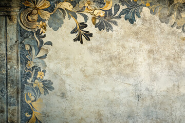 Poster - Ancient wall fresco. Vintage Ornament. Slide Background with space for text. Background image. Created with Generative AI technology.