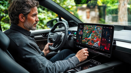 Poster - advanced multi-user in-car entertainment system featuring interactive digital cockpit