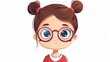 © Divid - Cute Little Girl with Glasses in Cartoon Style on White Background