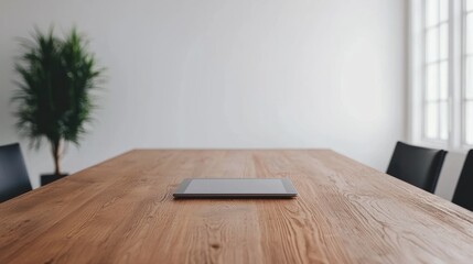 Aufkleber - Digital tablet lying on large wooden meeting table in modern office