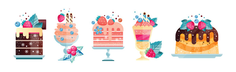 Poster - Sweet Creamy Dessert and Confection Flat Vector Set