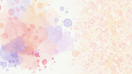 Poster - An abstract watercolor backdrop featuring droplets, complemented by a sophisticated floral pattern that flows seamlessly