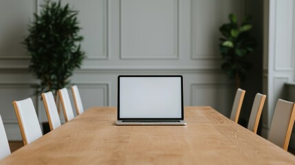 Aufkleber - Laptop showing blank screen in meeting room promoting uninterrupted workflow