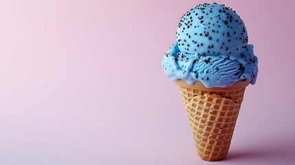 Sticker - Blue Ice Cream Cone With Dark Sprinkles