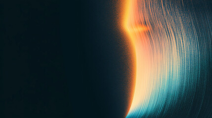 Leinwandbilder - Abstract gradient of light blue and orange on a dark textured background, resembling the aurora borealis in space with a glowing ethereal spark. Perfect for cosmic, magical, and creative digital art t