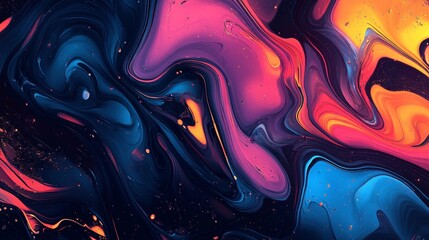Aufkleber - Abstract colorful swirls, vibrant fluid art background