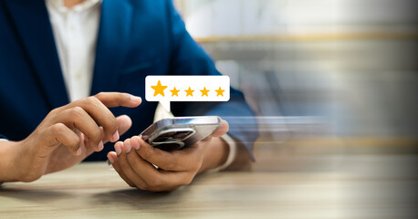 Wall Mural - online customer satisfaction survey service concept, client rate service from experience in applicat