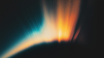 Fototapete - Abstract gradient of light blue and orange on a dark textured background, resembling the aurora borealis in space with a glowing ethereal spark. Perfect for cosmic, magical, and creative digital art t