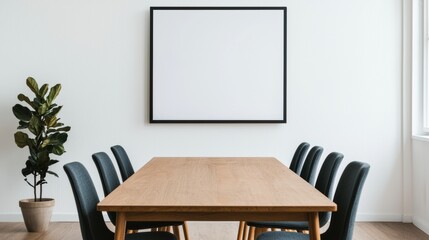 Poster - Modern conference room showcasing technology and collaboration with empty table and interactive display screen
