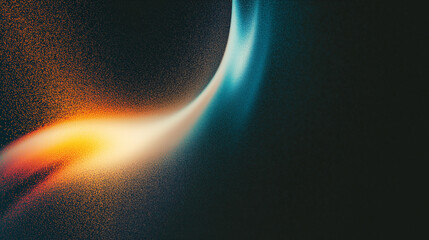 Leinwandbilder - Abstract gradient of light blue and orange on a dark textured background, resembling the aurora borealis in space with a glowing ethereal spark. Perfect for cosmic, magical, and creative digital art t
