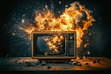 Old-school TV set experiences a dramatic fire explosion
