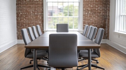 Poster - Modern meeting room with empty chairs and table