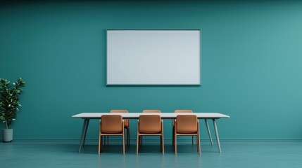 Poster - Modern office meeting room with empty whiteboard and table
