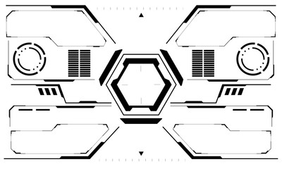 Poster - HUD white sci-fi interface screen view grey geometric design virtual reality futuristic technology creative display on white vector