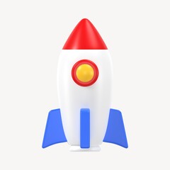 Poster - 3D rocket clipart, aerospace symbol