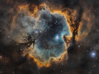 Wall Mural - ethereal cosmic nebula with swirling iridescent clouds, deep space photography style with brilliant 