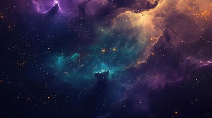 Wall Mural - celestial nebula swirling with bioluminescent colors, cosmic dust clouds illuminated by distant star