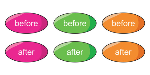 Poster - Before and after icon set. Before and after circle symbol for graphic design. Before after vector icon set isolated on white background. Vector illustration. EPS 10