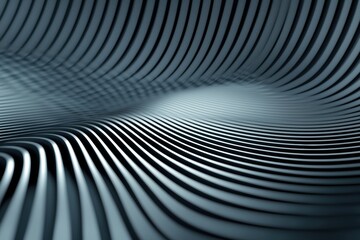 Poster - Futuristic Metallic Fluid Design with Rippled Waves in Dynamic Patterns