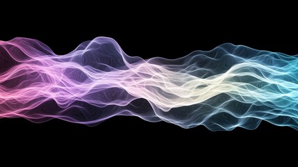 Poster - Iridescent Fluid Wave Pattern Featuring Neon Highlights on Black Background