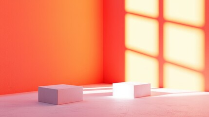 Poster - Minimalist Composition with Gradient Light and Dark Contrasts in Modern Interior Space