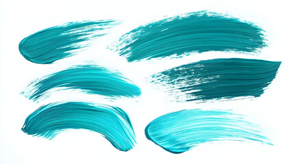 illustration set of turquoise brush strokes isolated