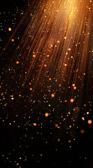 Leinwandbilder - Golden light rays piercing dark background, illuminating floating particles with mystical, sparkling luminescence