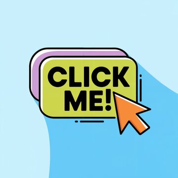 Click Me! A vibrant button graphic with a cursor perfect for websites apps and online advertisements Get clicks with this eye-catching design!