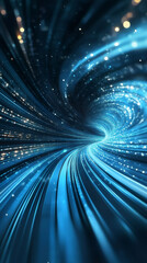 Aufkleber - Spinning blue digital vortex swirling through vibrant particles, creating mesmerizing dynamic motion with intense visual energy