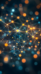 Fototapete - Glowing nodes are connecting and transferring data, creating a futuristic digital network on a dark background