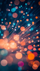 Leinwandbilder - Abstract background showing colorful optical fibers creating a beautiful bokeh effect with blurred lights