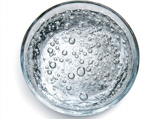 Poster - Clear Water with Bubbles in a Glass Bowl Capturing the Essence of Freshness and Purity, Ideal for Representing Natural, Healthy Living and Refreshment