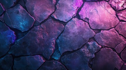 Poster - A vibrant, cracked surface with shades of purple and blue, creating a dramatic, textured background.