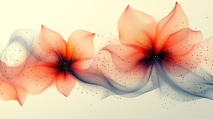 Wall Mural - Abstract Floral Design Two Delicate Flowers Flowing