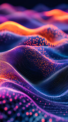 Fototapete - Abstract digital wave particles flowing in virtual reality cyberspace with motion blur effect